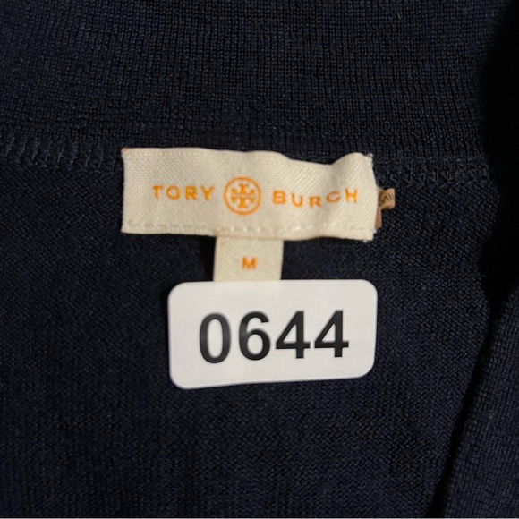 Tory Burch Midnight Blue Merino Wool Cardigan with Gold Buttons Luxury Elegant - Picture 8 of 8